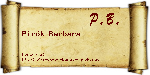 Pirók Barbara névjegykártya
