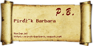 Pirók Barbara névjegykártya